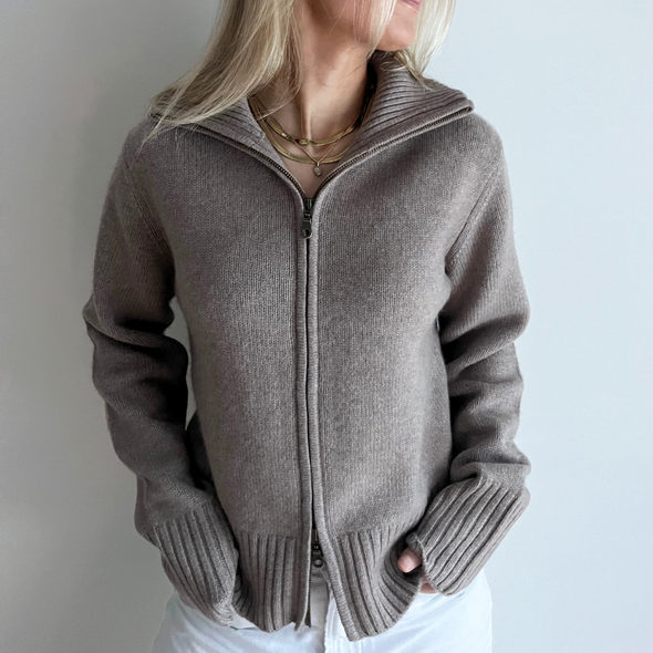 Contrast cardigan mørk sand / lyssand