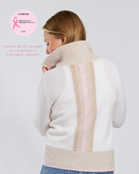 Contrast cardigan Offwhite/sand/lyserosa