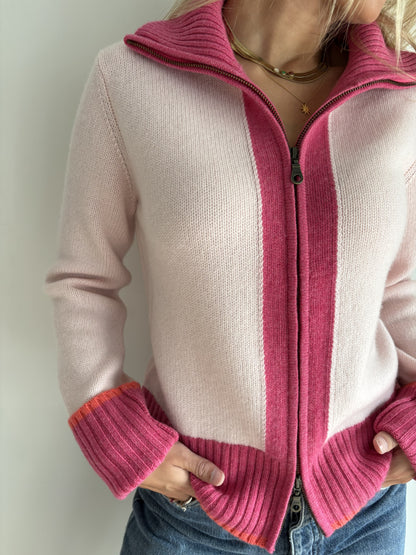 Contrast cardigan off-white / sand colors