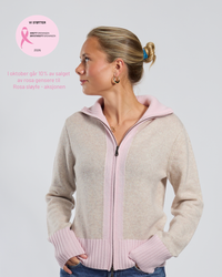 Contrast cardigan Sand / lysrosa