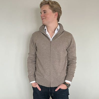 Thomas cardigan herre - Toast/Sand og oliven