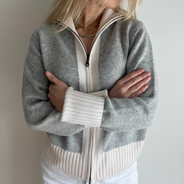 Contrast cardigan Grå/offwhite