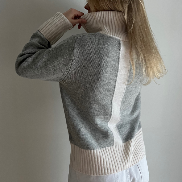 Contrast cardigan Grå/offwhite