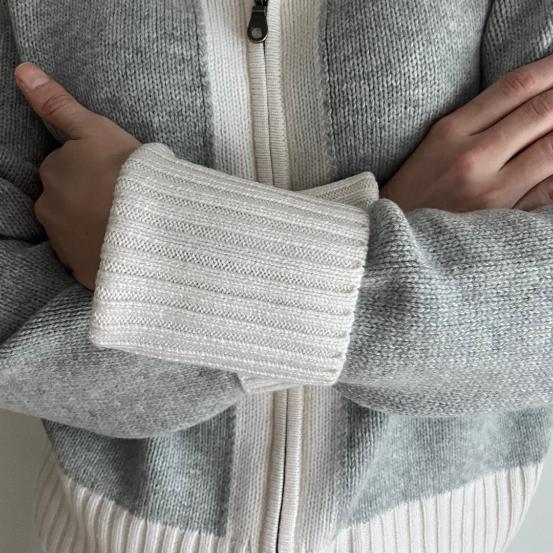 Contrast cardigan Grå/offwhite