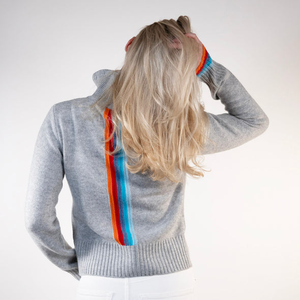 Contrast cardigan Grå/rainbow
