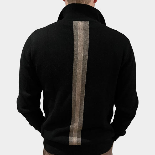 Fredrik cardigan - Svart - toast/ sand