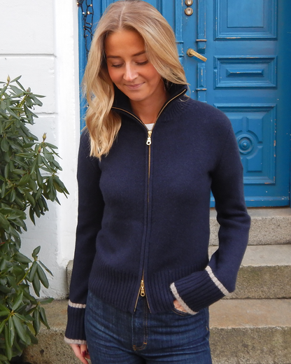 PRE ORDER Contrast cardigan Navy / sandfarger