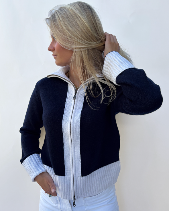 Contrast cardigan Navy / Offwhite