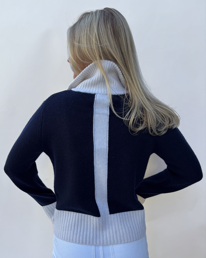 Contrast cardigan Navy / Offwhite