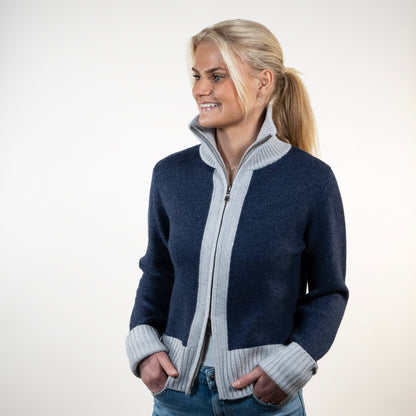 Contrast cardigan Navy / lyseblå