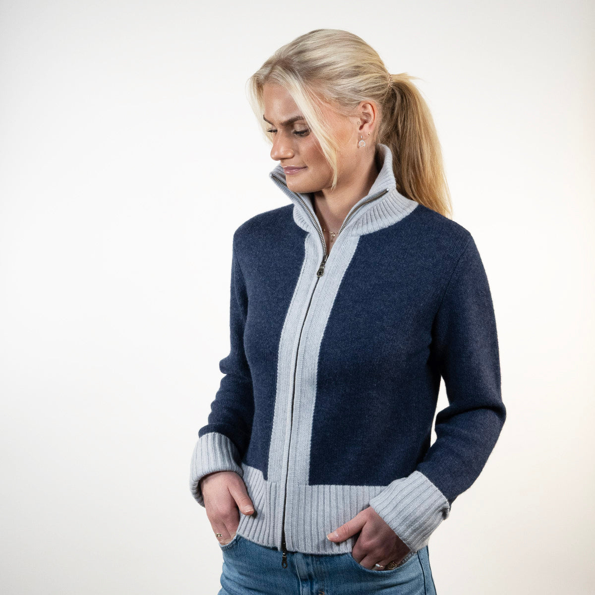 Contrast cardigan Navy / lyseblå