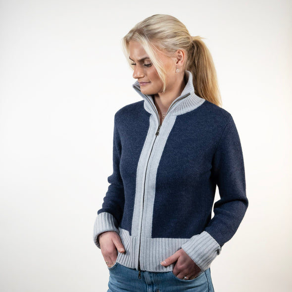 Contrast cardigan Navy / lyseblå