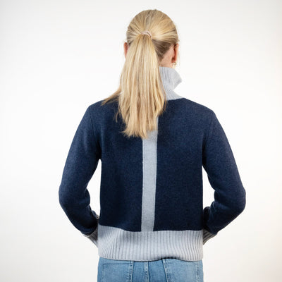 Contrast cardigan Navy / lyseblå