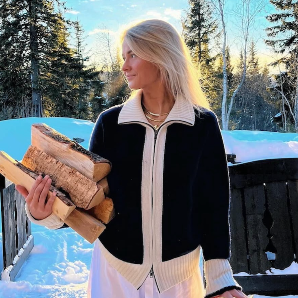 Contrast cardigan Navy / Offwhite