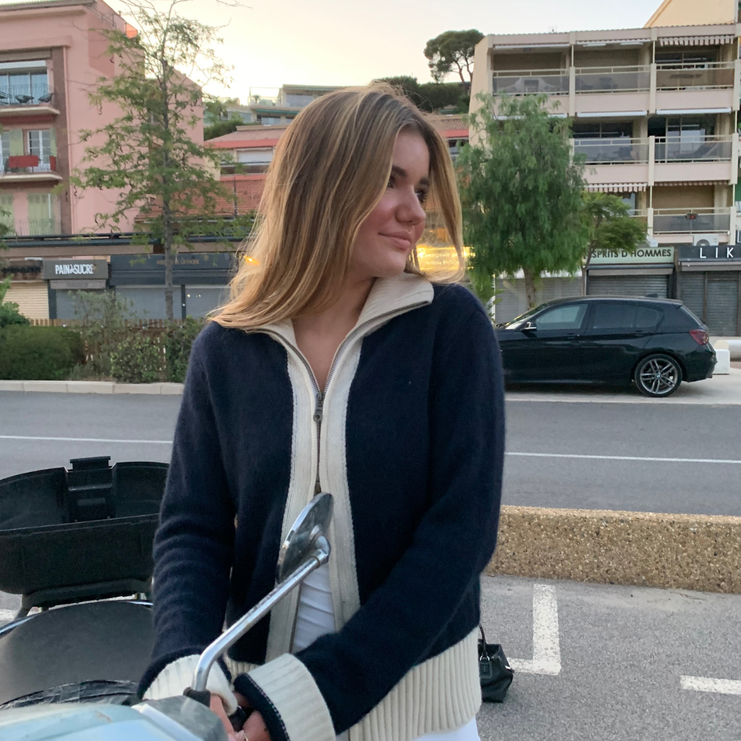 Contrast cardigan Navy / Offwhite