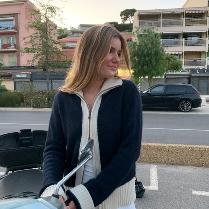 Contrast cardigan Navy / Offwhite