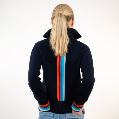 Contrast cardigan Navy / Rainbow