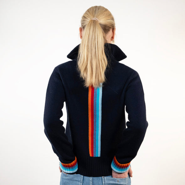 Contrast cardigan Navy / Rainbow