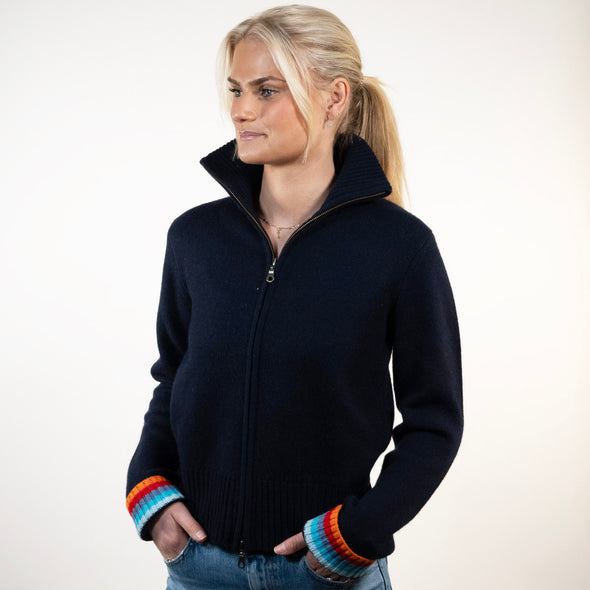 Contrast cardigan Navy / Rainbow