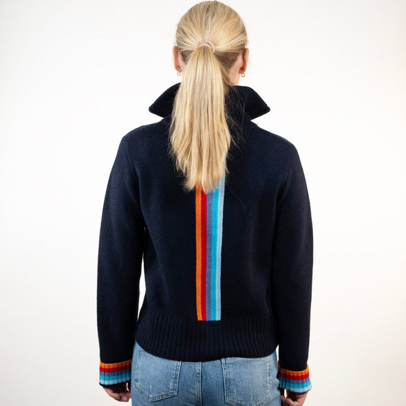Contrast cardigan Navy / Rainbow