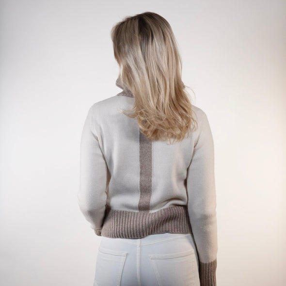 Contrast cardigan Offwhite / Toast