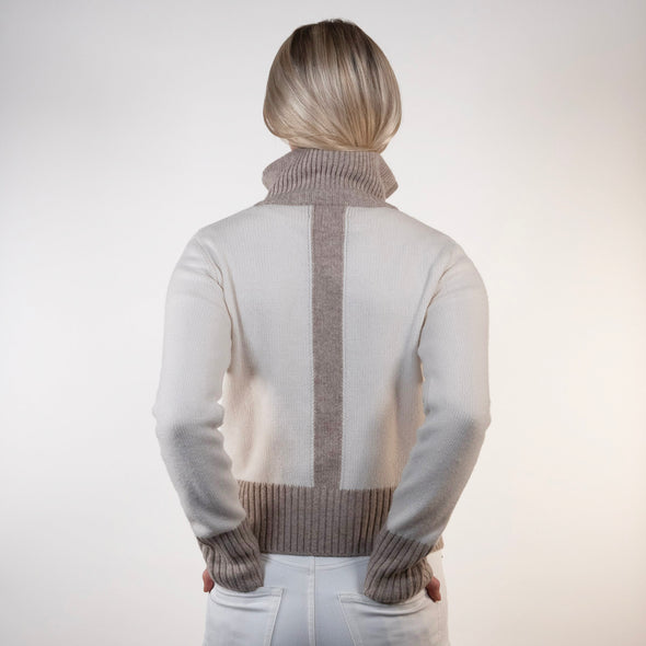 Contrast cardigan Offwhite / Toast