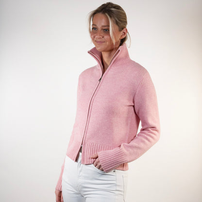 Contrast cardigan Rosa melange / Offwhite