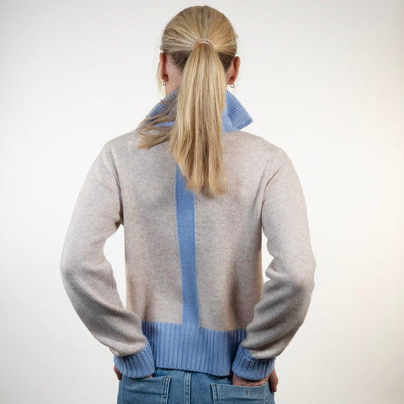 Contrast cardigan Sand / Lyseblå