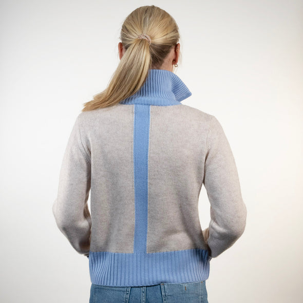 Contrast cardigan Sand / Lyseblå