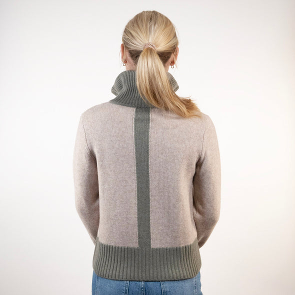 Contrast cardigan Sand / lys oliven