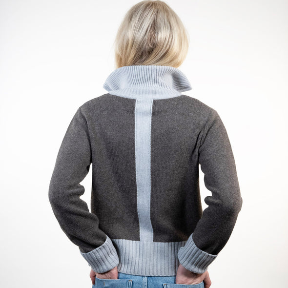Contrast cardigan Brun/lyseblå