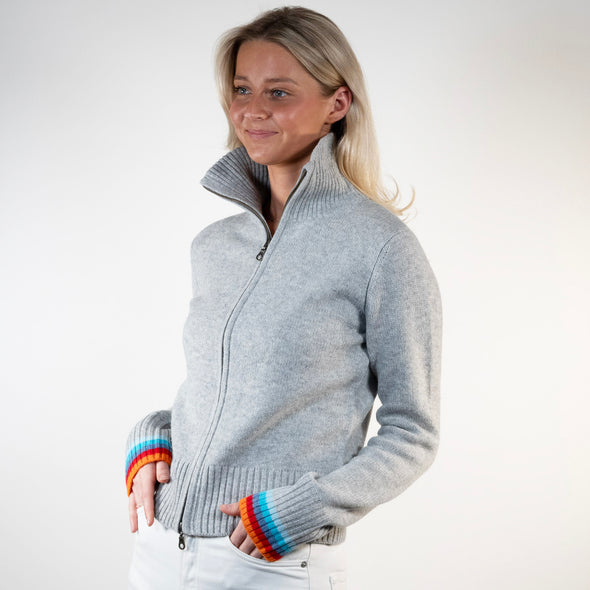 Contrast cardigan Grå/rainbow