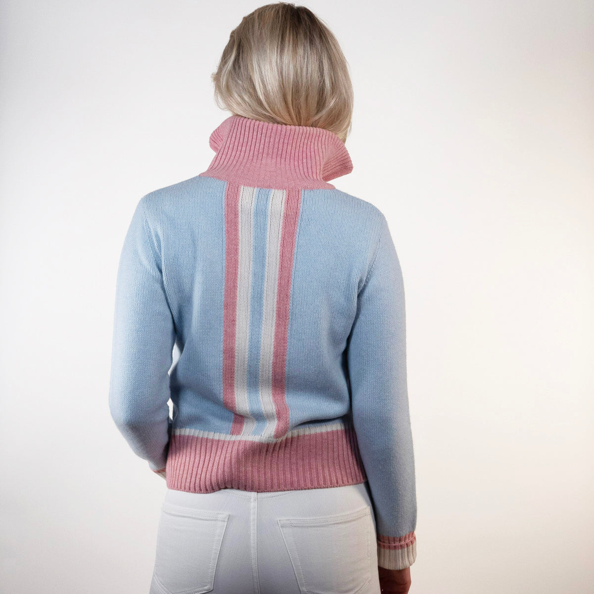 Contrast cardigan Lyseblå/rosa/offwhite