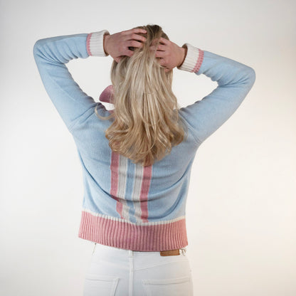 Contrast cardigan Lyseblå/rosa/offwhite