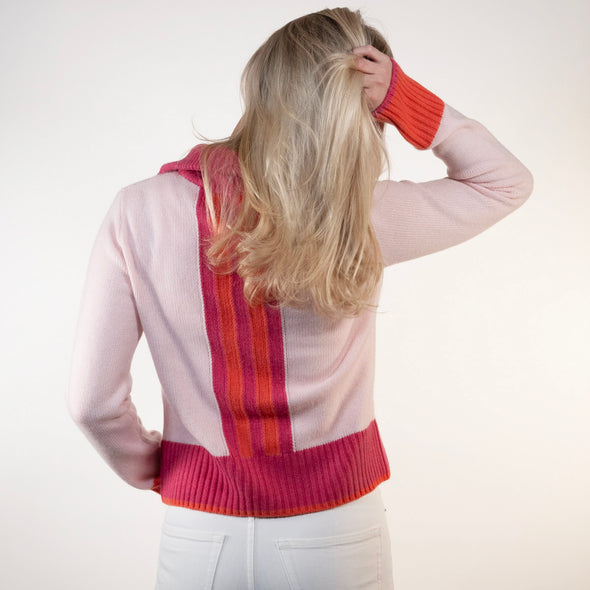 Contrast cardigan Lyserosa/rosa/oransje