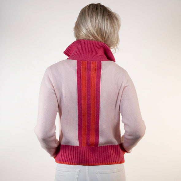 Contrast cardigan Lyserosa/rosa/oransje