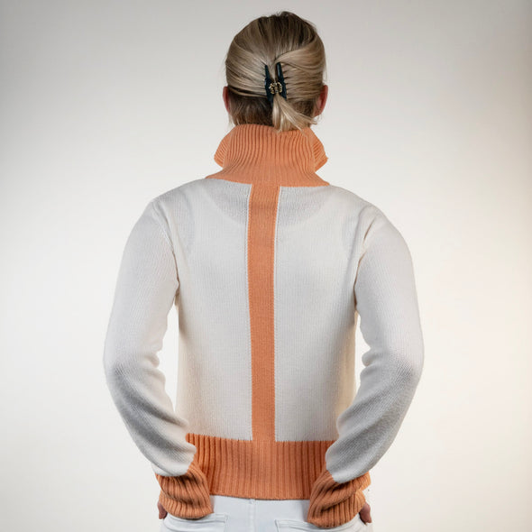 Contrast cardigan Offwhite/Coral