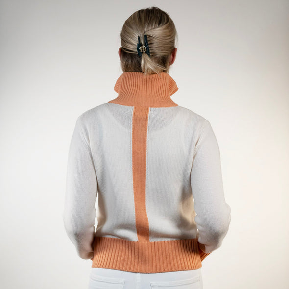 Contrast cardigan Offwhite/Coral
