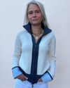 Contrast cardigan Offwhite/navy/lyseblå