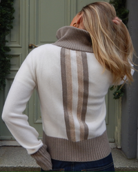 Contrast cardigan offwhite / sandfarger