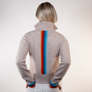 Contrast cardigan Sand/rainbow