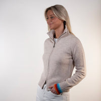 Contrast cardigan Sand/rainbow