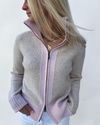 Contrast cardigan Sand / lysrosa
