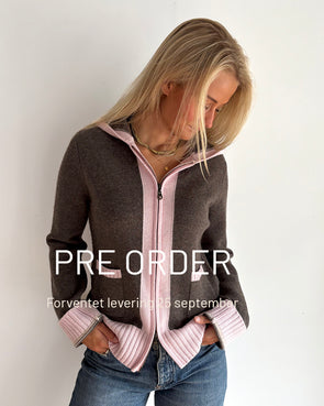 Celeste hood cardigan Mørk brun/sand/lyserosa - KAN FORHÅNDSBESTILLES NÅ