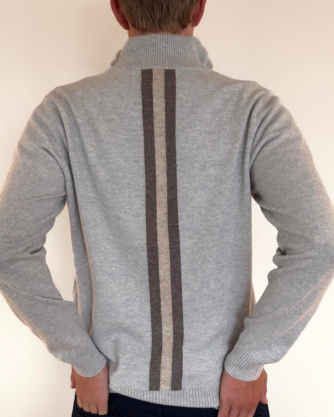 Christian half zip herre kashmir - lyseblå/sandfarger