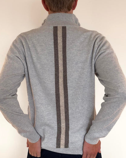 Christian half zip herre kashmir - lyseblå/sandfarger