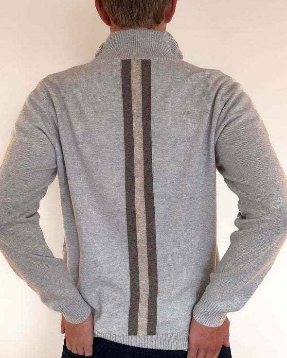 Christian half zip herre kashmir - lyseblå/sandfarger