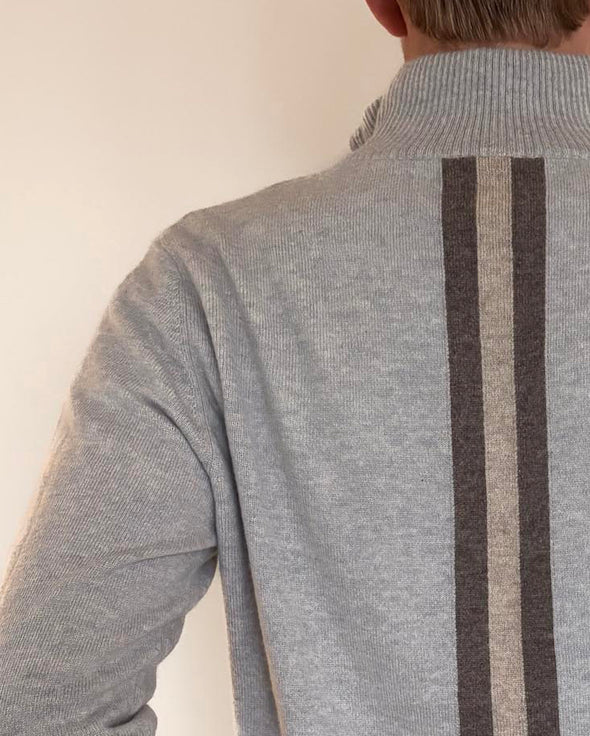 Christian half zip herre kashmir - lyseblå/sandfarger