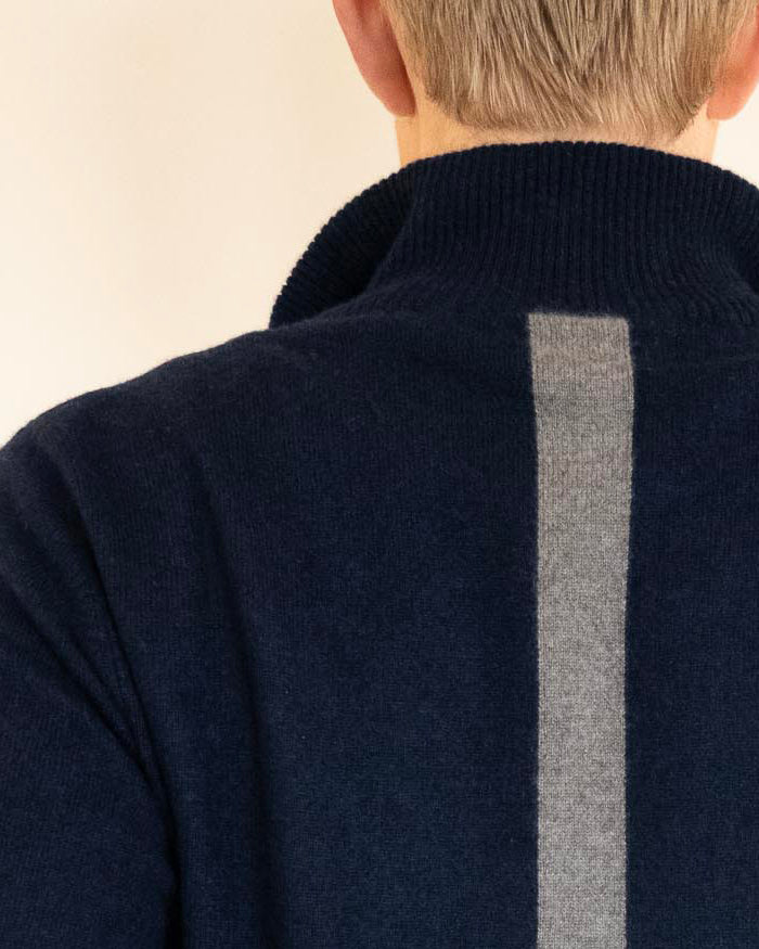 Christian half zip herre kashmir - navy/sand