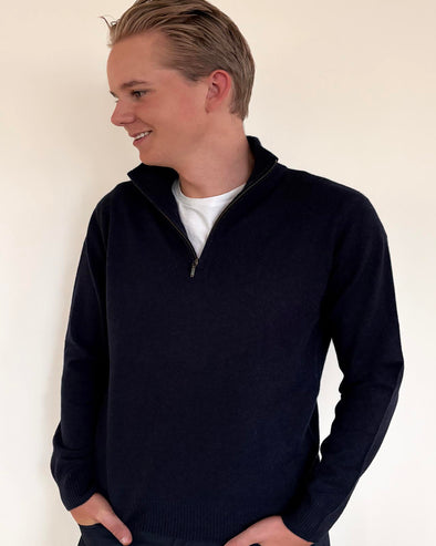 Christian half zip herre kashmir - navy/sand